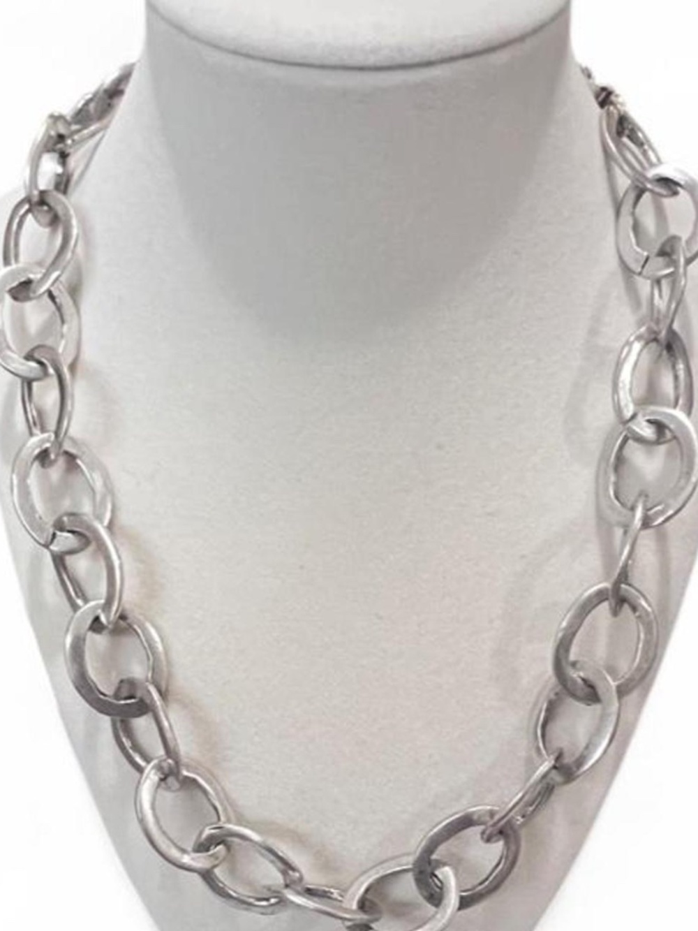 Vintage Handmade Stainless Steel Chunky Chain Necklace – 1990s Artisan Statement